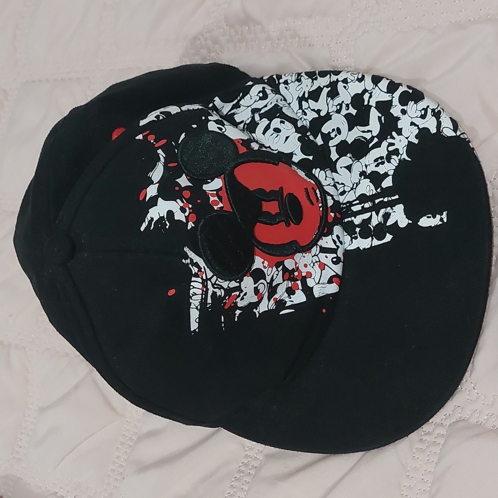 Mickey Mouse Hat Cap Fitted Black White Mickey Mouse Disney Parks Youth Kids M/L